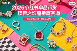 2026小红书单品带货项目之饰品垂直赛道,潮在小红书上开店,稳定月入5W+(更新0401)-中创网_分享创业项目_助您在家赚钱