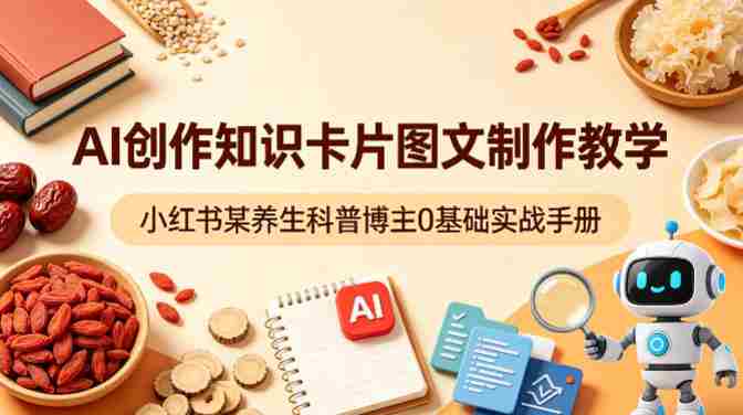 AI创作知识卡片图文制作教学,小红书某养生科普博主0基础实战手册