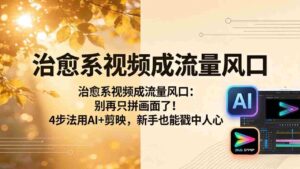 (18219期)治愈系视频成流量风口:别再只拼画面了!4步法用AI+剪映,新手也能戳中人心-中创网_分享创业项目_助您在家赚钱
