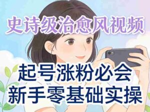 史诗级治愈风视频爆了,起号涨粉必会,新手零基础实操(实操+变现全讲解)-中创网_分享创业项目_助您在家赚钱