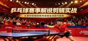 乒乓球赛事解说剪辑实战,从素材剪辑到账号变现全流程可复制-中创网_分享创业项目_助您在家赚钱
