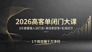 (18200期)2026高客单闭门大课,8 天掌握强人设打造 + 真线索获客 + 私域成交,1 个微信赚千万净利-中创网_分享创业项目_助您在家赚钱