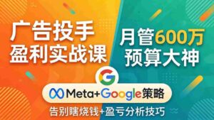 (17925期)广告投手盈利实战课:月管600万预算大神,带你告别瞎烧钱,Meta+Google策略+盈亏分析-中创网_分享创业项目_助您在家赚钱