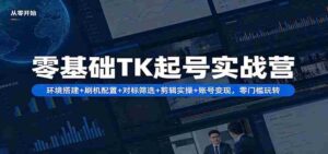零基础TK起号实战营:环境搭建+ 刷机配置+对标筛选+剪辑实操+账号变现,零门槛玩转-中创网_分享创业项目_助您在家赚钱