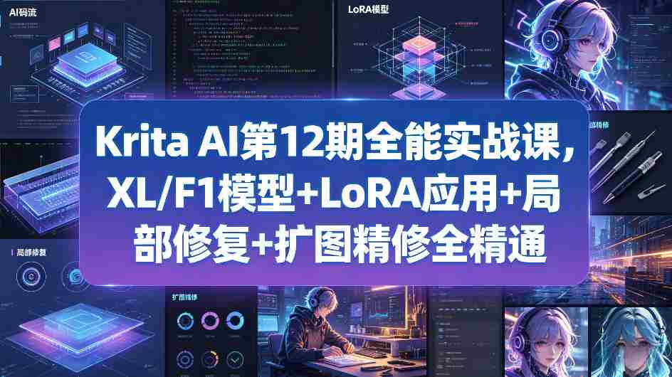 Krita AI第12期全能实战课，XL/F1模型+LoRA应用+局部修复+扩图精修全精通-中创网_分享创业项目_助您在家赚钱
