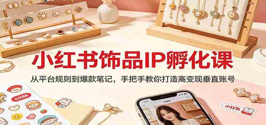 小红书饰品IP孵化课：从平台规则到爆款笔记，手把手教你打造高变现垂直账号-中创网_分享创业项目_助您在家赚钱