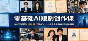 零基础AI短剧创作课:MJ提示词精讲+图生图控图技巧,小白从零做出高清连贯短剧视频-中创网_分享创业项目_助您在家赚钱
