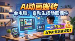 (18239期)AI动画搬砖,一台电脑,自动生成动画课件,一单800+ 永不失业副业项目!-中创网_分享创业项目_助您在家赚钱