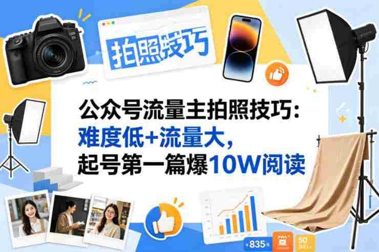 公众号流量主之拍照技巧赛道，难度低+流量大，起号第一篇就爆了10w阅读-中创网_分享创业项目_助您在家赚钱