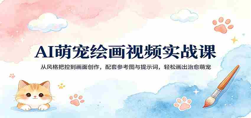 AI萌宠绘画视频实战课：从风格把控到画面创作，配套参考图与提示词，轻松画出治愈萌宠-中创网_分享创业项目_助您在家赚钱