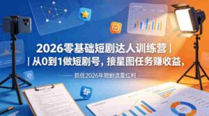 2026零基础短剧达人训练营|从0到1做短剧号,接星图任务賺收益,抓住2026年短剧流量红利-中创网_分享创业项目_助您在家赚钱