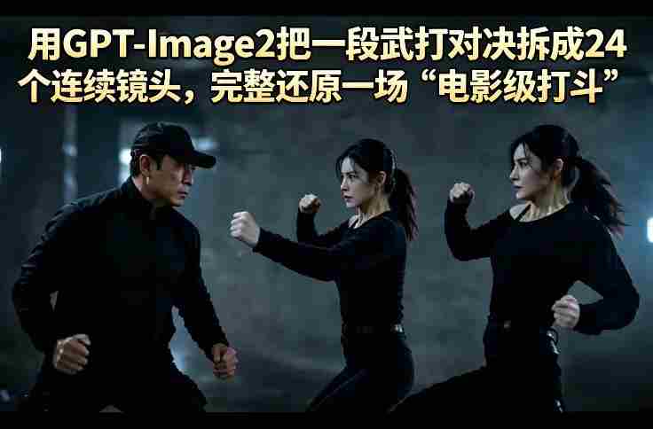 用GPT-Image2把一段武打对决拆成24个连续镜头,完整还原一场“电影级打斗”