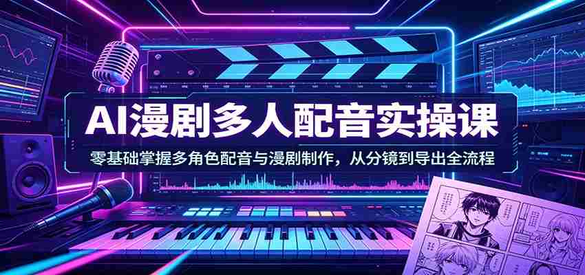AI漫剧多人配音实操课：零基础掌握多角色配音与漫剧制作，从分镜到导出全流程-中创网_分享创业项目_助您在家赚钱