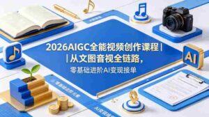 2026AIGC全能视频创作课程|从文图音视全链路,零基础进阶AI变现接单-中创网_分享创业项目_助您在家赚钱