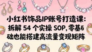 (18101期)小红书饰品IP账号打造课:拆解 54 个实操 SOP,零基础也能搭建高流量变现矩阵-中创网_分享创业项目_助您在家赚钱