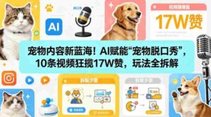 宠物内容新蓝海!AI赋能“宠物脱口秀”,10条视频狂揽17W赞,玩法全拆解-中创网_分享创业项目_助您在家赚钱