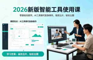2026新版智能工具使用课,零基础也能学,用AI工具替代复杂操作,高效出片、轻松出圈-中创网_分享创业项目_助您在家赚钱