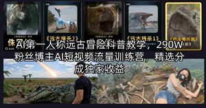 AI第一人称远古冒险科普教学,290W粉丝博主AI短视频流量训练营,精选分成独家收益-中创网_分享创业项目_助您在家赚钱
