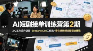 AI短剧接单训练营第2期,3+2工作流升级版,Seedance 2.0工作流,带你玩转新流程极速賺钱-中创网_分享创业项目_助您在家赚钱