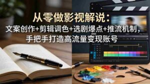 (17972期)从零做影视解说:文案创作+剪辑调色+选剧爆点+推流机制,手把手打造高流量变现账号-中创网_分享创业项目_助您在家赚钱