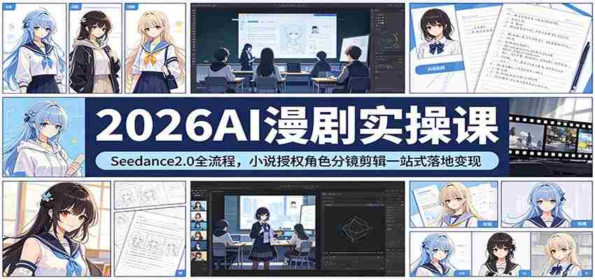 2026AI漫剧实操课：Seedance2.0全流程，小说授权角色分镜剪辑一站式落地变现-中创网_分享创业项目_助您在家赚钱