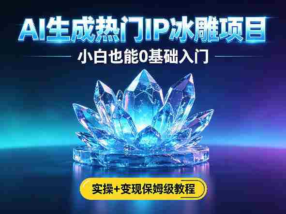 AI生成热门ip冰雕项目,小白也能0基础入门,实操+变现保姆级教程