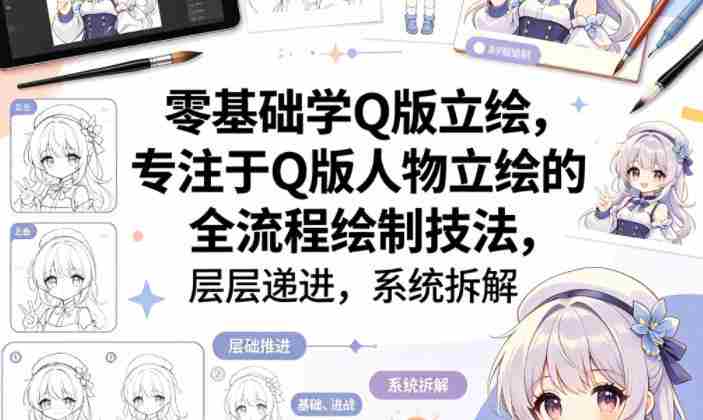 零基础学Q版立绘,专注于Q版人物立绘的全流程绘制技法,层层递进,系统拆解