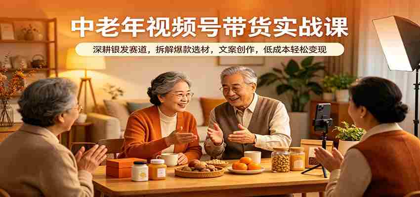 中老年视频号带货实战课:深耕银发赛道,拆解爆款选材,文案创作,低成本轻松变现-中创网_分享创业项目_助您在家赚钱