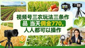 视频号三农玩法三条作品当天佣金770，人人都可以操作-中创网_分享创业项目_助您在家赚钱