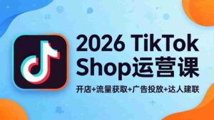 (18158期)2026TikTok Shop运营课:开店+流量获取+广告投放+达人建联,解锁海外电商掘金路径-中创网_分享创业项目_助您在家赚钱