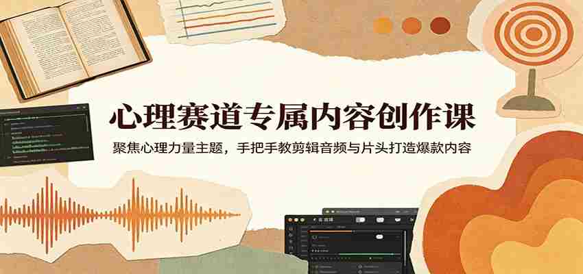 心理赛道专属内容创作课:聚焦心理力量主题,手把手教剪辑音频与片头打造爆款内容-中创网_分享创业项目_助您在家赚钱