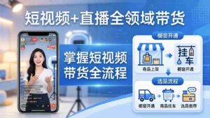 (17915期)短视频+直播全领域带货-更新:掌握橱窗开通、挂车、选品、爆款文案改编等短视频带货全流程-中创网_分享创业项目_助您在家赚钱