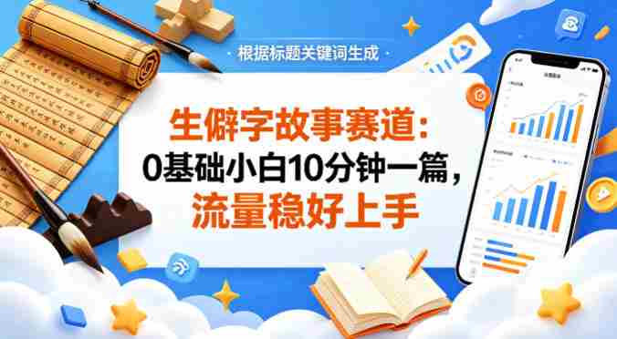 公众号流量主——生僻字故事赛道,流量稳,好上手,0基础小白也能10分钟一篇