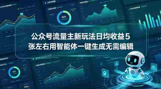 公众号流量主新玩法日均收益5张左右用智能体一键生成无需编辑