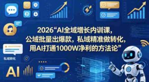2026AI全域增长内训课，公域批量出爆款，私域精准做转化，用AI打通1000W净利的方法论-中创网_分享创业项目_助您在家赚钱