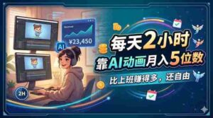 (18051期)每天 2 小时,靠 AI 动画月入 5 位数,比上班赚得多,还自由-中创网_分享创业项目_助您在家赚钱