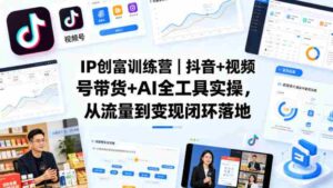 IP创富训练营|抖音+视频号带货+AI全工具实操,从流量到变现闭环落地-中创网_分享创业项目_助您在家赚钱
