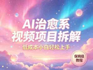 AI治愈系视频项目拆解，低成本小白轻松上手，保姆级教程-中创网_分享创业项目_助您在家赚钱