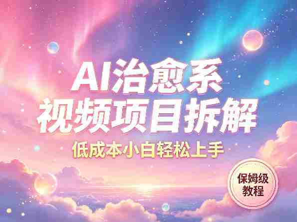 AI治愈系视频项目拆解，低成本小白轻松上手，保姆级教程-中创网_分享创业项目_助您在家赚钱