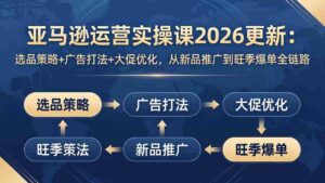 (17984期)亚马逊运营实操课2026更新:选品策略+广告打法+大促优化,从新品推广到旺季爆单全链路-中创网_分享创业项目_助您在家赚钱