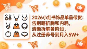 (17861期)2026小红书饰品单品带货:告别瞎折腾和内耗,清晰拆解各阶段,从注册养号到月入5W+-中创网_分享创业项目_助您在家赚钱