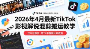 26年4月最新TikTok影视解说混剪搬运教学,过中过原创,撸TK中视频计划收益-中创网_分享创业项目_助您在家赚钱