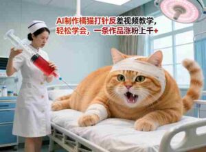 AI制作橘猫打针反差视频教学,轻松学会,一条作品涨粉上千+-中创网_分享创业项目_助您在家赚钱