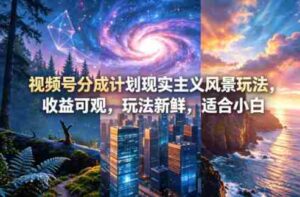 视频号分成计划现实主义风景玩法，收益可观，玩法新鲜，适合小白-中创网_分享创业项目_助您在家赚钱