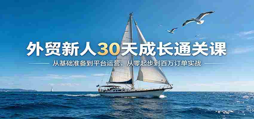 外贸新人30天成长通关课：从基础准备到平台运营，从零起步到百万订单实战-中创网_分享创业项目_助您在家赚钱
