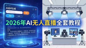 (17953期)2026年AI无人直播全套教程:OBS安装+软件配置+直播间搭建+话术生成+一键开播实操-中创网_分享创业项目_助您在家赚钱