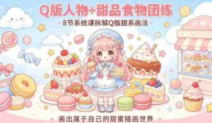 Q版人物+甜品食物团练,8节系统课拆解Q版甜系画法,画出属于自己的甜蜜插画世界-中创网_分享创业项目_助您在家赚钱