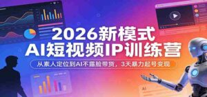 2026新模式AI短视频IP训练营:从素人定位到AI不露脸带货,3天暴力起号变现-中创网_分享创业项目_助您在家赚钱