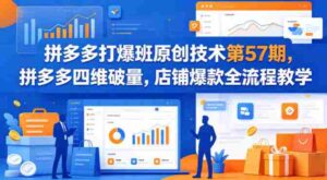 拼多多打爆班原创技术第57期,拼多多四维破量,店铺爆款全流程教学-中创网_分享创业项目_助您在家赚钱