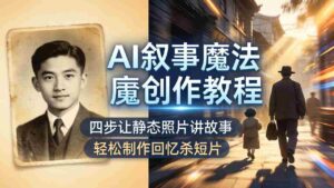 (18208期)AI叙事魔法创作教程,四步让静态照片讲故事,老照片修复加动态特效,轻松制作回忆杀短片-中创网_分享创业项目_助您在家赚钱